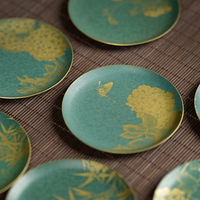 Sous-verre bleu bronze rétro, fait main en Chine, couleur laiton, accessoires pour service à thé Kung Fu, tasse à thé portable en laiton