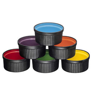 En gros multicolore porcelaine ramequin crème glacée bol micro-ondes 3.5 pouces personnalisé en céramique soufflé <span class=keywords><strong>plat</strong></span> avec poignée - Product Image 3
