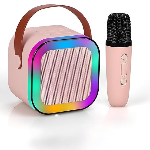 K12 Kids Karaoke Microphone Speaker Machine Bluetooth Wireless Karaoke Mic Speaker With RGB LED Light Girls Boys Gift