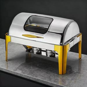 Matériel de restauration : Ensemble de chafing dish de luxe de style moderne pour buffet, chauffe-plats portable, usage commercial, doré, pour <span class=keywords><strong>restaurant</strong></span> - Product Image 2