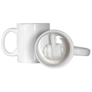 Tasse doigt du milieu design créatif Sublank 11oz Sublimation tasse à bière blanche tasses à café personnalisées