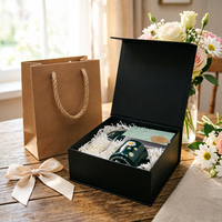 Cajas de Papel Negro Plegables al Por Mayor con Recubrimiento UV Laminado, Materiales Reciclados, Cierre Magnético Rígido para Perfumes