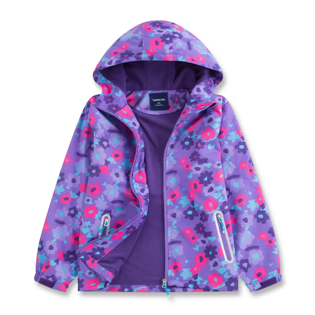 Veste polaire pour filles ANSZKTN Manteaux d'automne Coupe-vent de sport pour enfants Vestes coupe-vent imperméables pour enfants