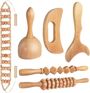 Houten therapie-massagegereedschapset Lymfedrainage GuaSha-gereedschap voor lichaamsmodellering Anti-cellulitis en spierontspanning - Product Image 1