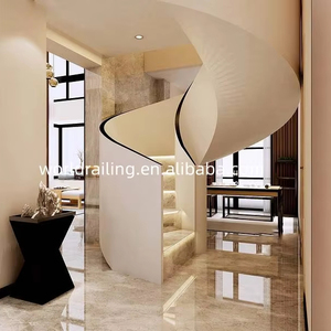 YL METAL Venda Quente Corrimão de Vidro Temperado Materiais de Madeira Sólida Escada Espiral Curvada - Product Image 4