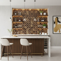 Mosaico Cerámico de Imitación Mármol Marrón Irregular Moderno, con Acabado Craquelado, para Decoración del Hogar, Venta Caliente en China