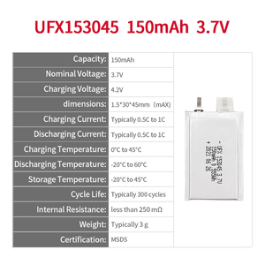 ליתיום ספק סלולרי סיטונאי הקלטת עט סוללה UFX 153045 150mAh 3.7V נמוך-טמפרטורת פריקה סוללה - Product Image 2