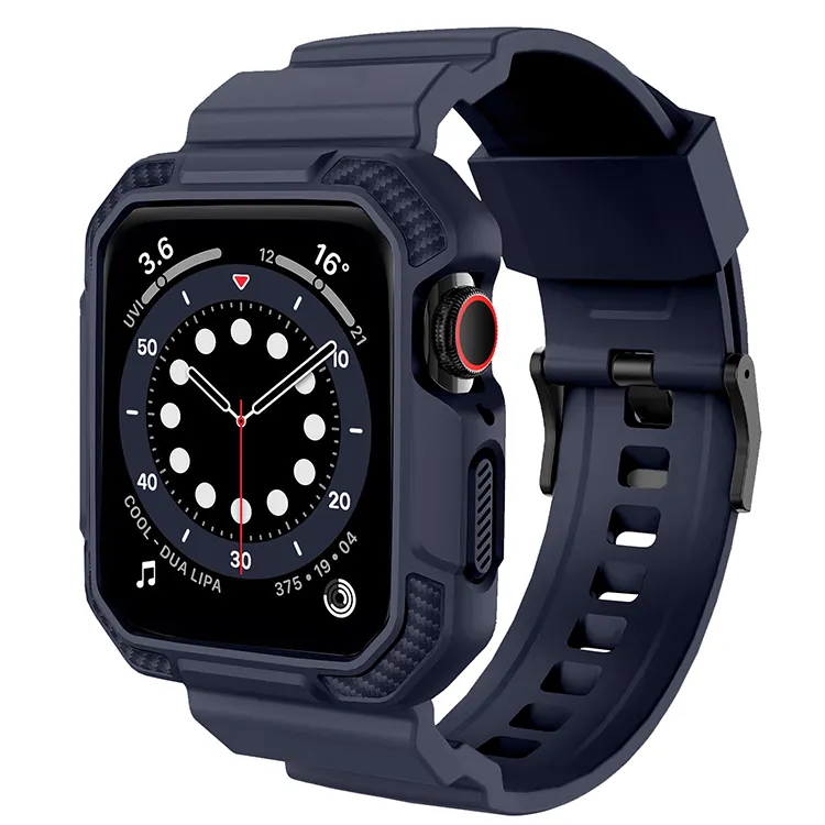 Adepoy A-ST031 Custom Rugged Armor TPU Silicone Smart Watch Band And Cover Case For Apple Watch 6 7