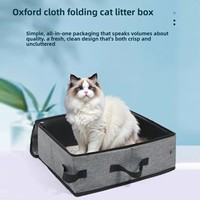 Bac à litière pour chat pliable et portable, fermé, imperméable, en Oxford, pour voyages en plein air