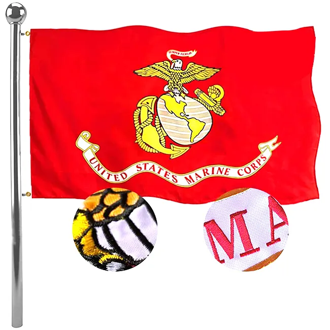 Bandiera militare ricamata del corpo marino degli stati uniti (<span class=keywords><strong>USMC</strong></span>) bandiera militare a doppia faccia <span class=keywords><strong>USMC</strong></span> Ensign Banner con 2 fibbie
