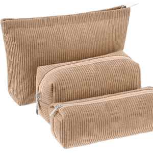 3 Pcs Makeup Bag Set for Women Corduroy Cosmetic Pouch Aesthetic Smile Travel Toiletry Bag <b>Cute</b> <b>Purse</b> Pouch - Product Image 1