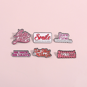 Claro fino lo que sea esmalte pines estresados pero benditos broche de frase de esperanza positiva mochila insignia de solapa regalos de joyería al por mayor - Product Image 3