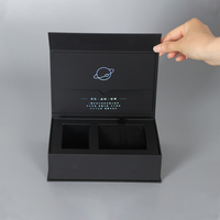Boîtes cadeaux de luxe en gros, boîte pliable à LED laser, boîte magnétique noire, ensemble complet, fermeture magnétique, emballage personnalisé