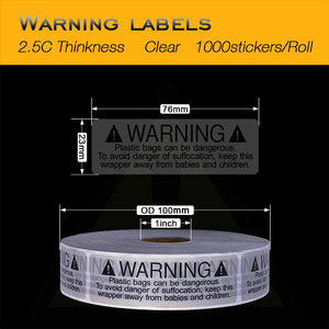 2 * 2in Erstickung gefahr Aufkleber Erstickung von Kindern fernhalten FBA Kunststoff Poly beutel Versand Warnschilder - Product Image 3