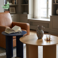 Table basse écologique ronde, ensemble de tables gigognes pour salon, table d'appoint de canapé, 2 tables d'appoint avec pieds à double panneau, design gain de place