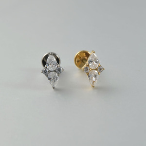 G23 Titan Zircon Bông tai hình dạng kim cương CZ labret đinh tán phẳng trở lại <span class=keywords><strong>tragus</strong></span> sụn xuyên xoắn ốc ốc tai đinh tán - Product Image 6