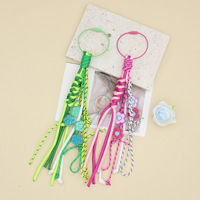 Porte-clés tressé fait main en corde de polyester colorée, pendentif de sac, accessoires de bijoux tendance