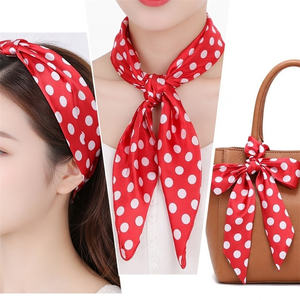 <span class=keywords><strong>Pañuelo</strong></span> Delgado de Seda con Puntos Rojos y Blancos Retro para Mujer, Diadema Estilo <span class=keywords><strong>Pin</strong></span> <span class=keywords><strong>Up</strong></span> y Envoltura Vintage para Asa de Bolso - Product Image 1