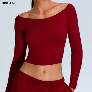 GuangZhou DingTai all'ingrosso <span class=keywords><strong>manica</strong></span> <span class=keywords><strong>lunga</strong></span> <span class=keywords><strong>donna</strong></span> manicotto equestre Top traspirante strato Base per sport Yoga abbigliamento all'ingrosso - Product Image 6