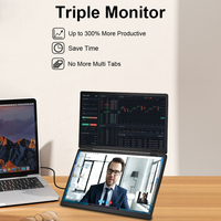 Monitor triple de 16 pulgadas, 1200P, FHD, Monitor doble dual, IPS, HDR, soporte plegable, Monitor extensor portátil para ordenador portátil
