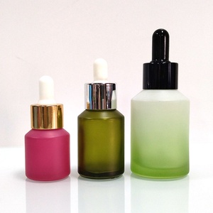 <b>Empty</b> Luxury Gradient Green Frosted 30ml Slant Shoulder Glass Dropper <b>Bottle</b> for Essential Oil Face Cream Custom Color Gift Box - Product Image 3