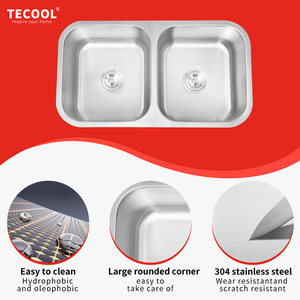 Évier de cuisine double à encastrer, style simple, en acier inoxydable 201/304, design moderne, prix bas - Product Image 5