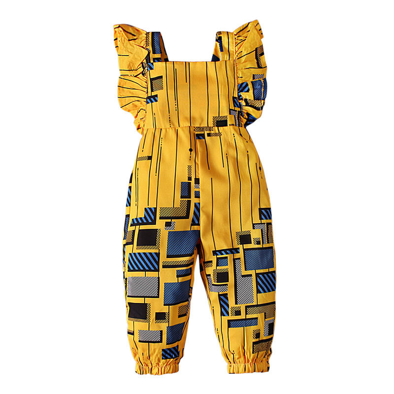 African design summer clothing cartoon short sleeve baby girl kids wear jumpsuits