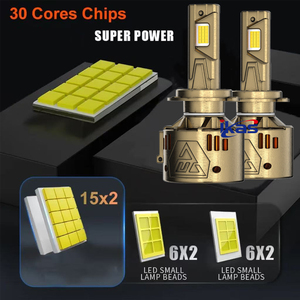 IKAS Usine En Gros Led Phare 200W 400W 66000LM H7 H11 9005 9006 Led Phares Ampoules 3 <span class=keywords><strong>Rouge</strong></span> Cuivre Led Phares - Product Image 6