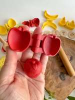 Moules en plastique imprimés en 3D pour la cuisson au four, série fruits (citron, banane, fraise, poire), 4 pièces, pour la préparation de sandwichs