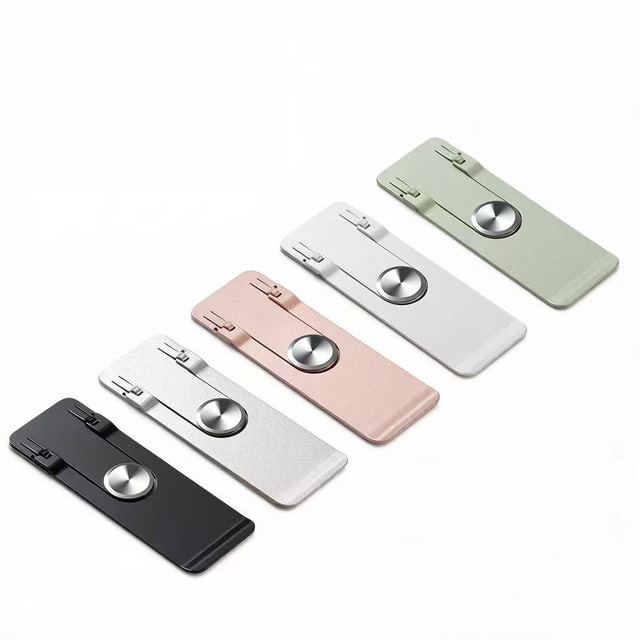Ultra-thin Stainless Steel Invisible Back-Mount Phone Stand with 360-Degree Rotating Adhesive Support for Desk Use