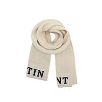 Bonnet en tricot côtelé blanc crème pour femme avec logo brodé, doux et chaud, idéal pour l'hiver et le quotidien