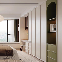 Meuble de salle de bain color block en placage de bois, armoire de style mid-century, placard à portes battantes, meuble de cuisine et de chambre
