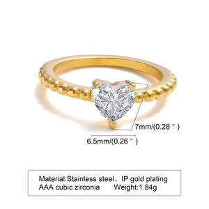 Baja nirkarat tahan air Bling zirkonia kubik wanita janji cincin pernikahan Multi warna cantik berbentuk hati cincin CZ - Product Image 6