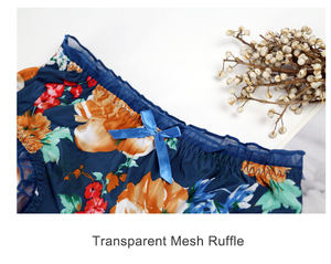 Kadın külot büyük boyutları ile baskı süt ipek seksi dantel çiçek fırfır yay moda iç çamaşırı kadın artı boyutu sevimli külot - Product Image 4