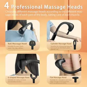 Customized Massage Gun Handheld Vibration Massage Hammer Deep Tissue Back Massager With 4Heads