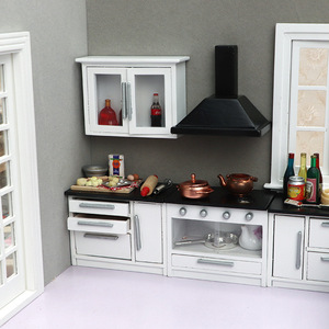 Maison de poupée 1/12 Cabinet d'évier en <span class=keywords><strong>bois</strong></span> Maison de poupée Mini meubles de cuisine Banc de cuisine miniature <span class=keywords><strong>Poêle</strong></span> - Product Image 3