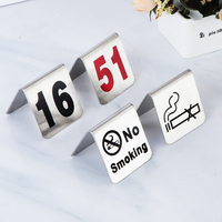 LONGZHIGE Porte-numéro de table moderne en métal pour restaurant et bureau, avec logo, sérigraphié, 5x5cm, forme irrégulière, pour zone non-fumeurs