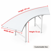 Table d'extérieur modulaire pliable et incurvée, librement combinable en S ou en rond, pour les mariages, les fêtes sur pelouse et les banquets