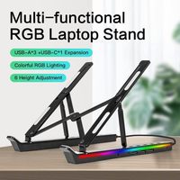 Support d'extension pliable en alliage d'aluminium pour ordinateur portable Dissipation de la chaleur USB Desktop RGB Backlit Tablet Stand