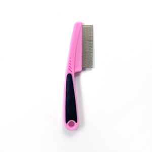 Rubber Handle <strong>Dog</strong> Hair Comb, Flea Comb, Long and Short Teeth Comb <strong>Grooming</strong> Tools OPP <strong>Bag</strong> or Blister Each Pet Flea Comb Stocked - Product Image 4