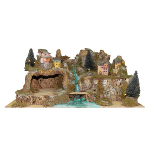 PAJEROS CON CASCADA, CASAS Y LUZES 78X49X45CM - Product Image 1