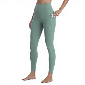 Leggings chauds pour femmes en spandex/nylon doublés de polaire, taille haute, couleur unie, avec poche, pour l'automne, l'hiver, le yoga et l'entraînement - Product Image 3