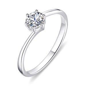 Jóias das mulheres 925 Sterling Silver Ródio Banhado Noivado Rodada Corte Garra Configuração VVS D Cor HPHT CVD Lab Grown Anel de Diamante - Product Image 1