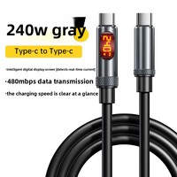 Câble de charge Type-C vers Type-C à affichage numérique 240W Super Charge Rapide Intelligent 6A avec transfert de données pour Téléphone Portable, Tablette et Pad
