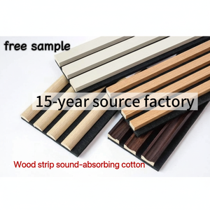 AKU-Panel acústico de fibra de poliéster, tira de madera, material de insonorización, MDF panel acústico, tira de madera, forma hexagonal - Product Image 1