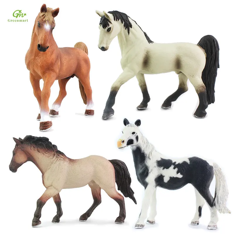 Greenmart mainan mewah kuda 30cm, hadiah promosi mainan kuda mewah realistis hewan boneka kustom untuk kebun binatang