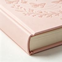 Cuaderno de Lujo con Diseño Floral de Mariposas, Personalizado con Grabado, en Cuero Rosa, Diario para Mujer