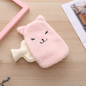Botella de agua caliente con funda de lana, calentador de manos de goma, cálido para manos, color rosa - Product Image 2