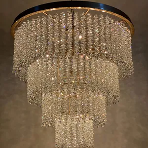 Luminaires d'intérieur américains en cristal Villa de luxe Salon Salle à manger Chambre à coucher Décoration Lustre à 4 couches