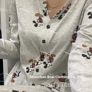 Nuovo Cardigan originale in raso autorizzato da donna con scollo a V vestito due pezzi elastico in vita primavera estate <span class=keywords><strong>pigiama</strong></span> per la casa - Product Image 4